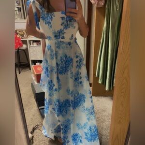 Source Unknown Blue and White Floral Maxi Dress